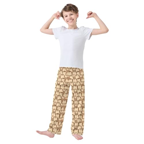ZZXXB Cute Hedgehog Boys Long Pants Soft Trousers Elastic Waist Kids Lounge Bottoms with Pockets S-XL2