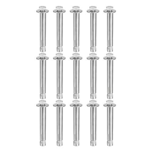 Image of DTGN M8 x 80 Hex Expansion Bolts - 15Pack - Good for Concrete Dry Brick Block Walls - 304 Stainless Steel - Silver