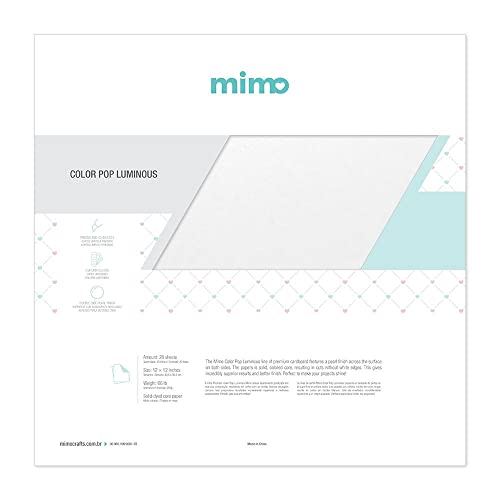 Mimo Papel Color Pop Luminous Pérola - 30,5 x 30,5 cm - 250 g - 20 Fls - Efeito Perolizado - Fibras