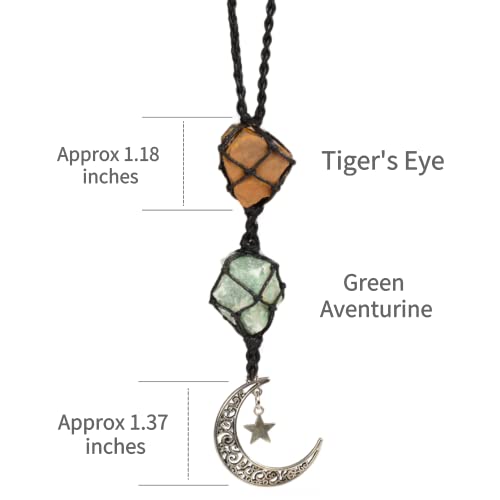 Weryerker Handmade Hanging Ornaments Car Rear View Mirrors Decorative Hanging Ornaments Home Decoration Natural Gemstone (Green Aventurine+Tiger's Eye) #TOP1