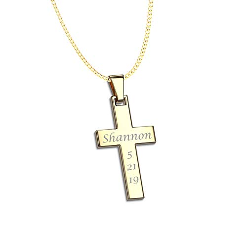Personalized Stainless Steel Gold Cross 