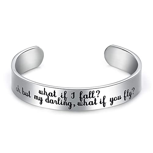 Bracelet manchette inspirant en acier inoxydable taille M pour femme