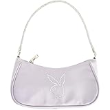 Concept One Playboy Shoulder Bag, Women's Purse Handbag with Rhinestone Carry Strap and Bunny Logo, Metallic