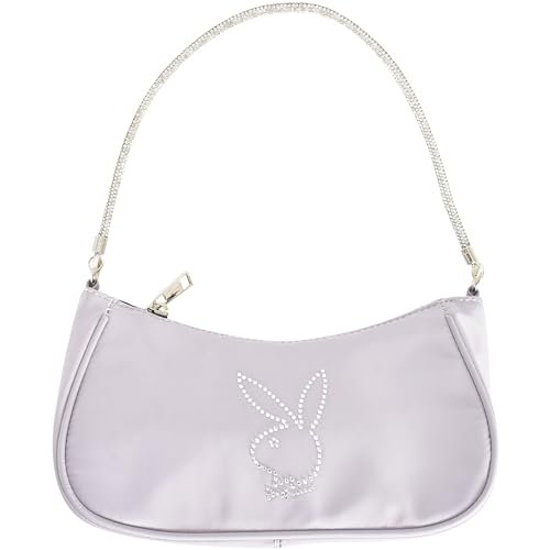 Concept One Playboy Sac à bandoulière pour femme avec strass et logo lapin métallique, Argenté
