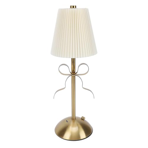 Vikye Lampe de Table à Nœud LED, Jolie Lampe de Bureau à Commande Tactile avec Batterie Rechargeable de 1200 MAh pour Chambre à Coucher, Salon, Table de Nuit (YELLOW)