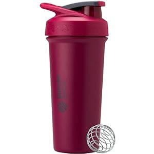 BlenderBottle Strada Sleek Shaker Cup Bouteille d’eau isotherme en acier inoxydable avec fouet métallique, 750 ml, framboise