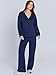 ANRABESS Women's 2 Piece Outfits Lounge Sets Casual Long Sleeve Sweatsuits Polo Top Wide Leg Pants Fall Sweat Matching Sets Navy Blue Small