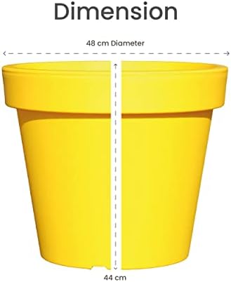 Rammento Bright Coloured Plant Pots Extra Large Planters Yellow Plant Pot 50cm LARGE PLANTER NO Drainage Holes. But can be drilled