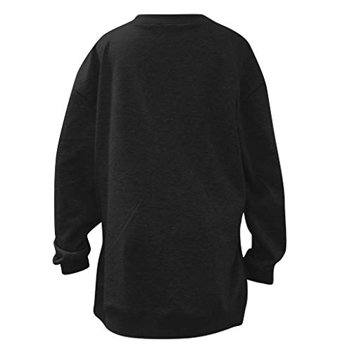 Long Sleeve Tee Blouse Women, Amiley Women Broken Hole Crewneck Fashion Autumn Long Sleeve T Shirts Tunic Casual Tops Blouses (Large, Black)
