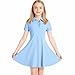 Blczomt Summer Dresses for Girls Short Sleeve Casual Button Collar Dress Loose Fashion Solid Beach Sundress with Pocket