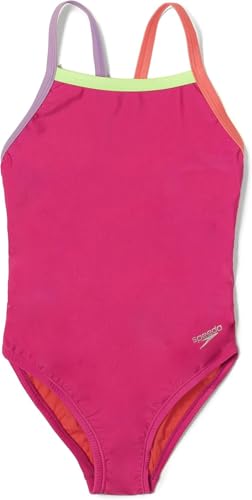 Speedo Girl's Solid Propel Back One-Piece (Big Kids) Rose Violet 14 Big Kid