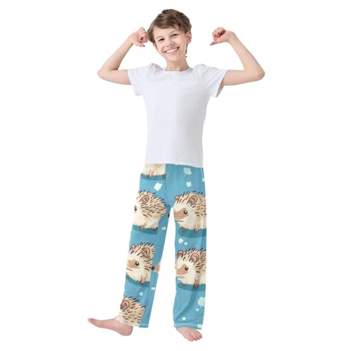 ZZXXB Hedgehog and Pots Boys Long Pants Soft Trousers Elastic Waist Kids Lounge Bottoms with Pockets S-XL3