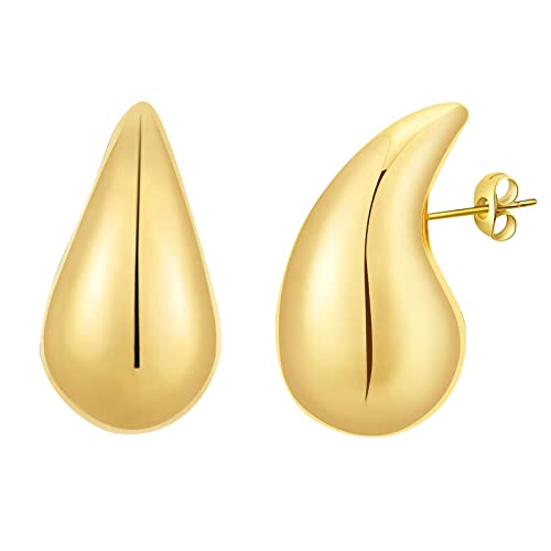 18K Ohrringe Dupes, Chunky Earrings für Damen,Dicke Creolen für Frauen,...
