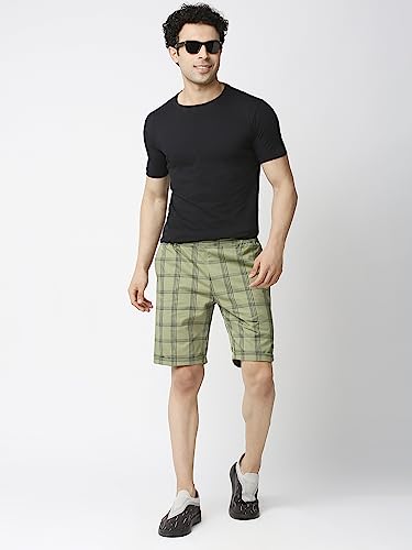 Image of Thomas Scott Men's | Checks | Chino Shorts | Regular Fit | Linen Blend | Above Knee | Casual Short