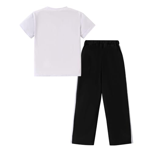 Image of Yoxindax Tween Boy Clothes 2-Piece Letter Print Tee And Color-Block Pants Summer Outfits