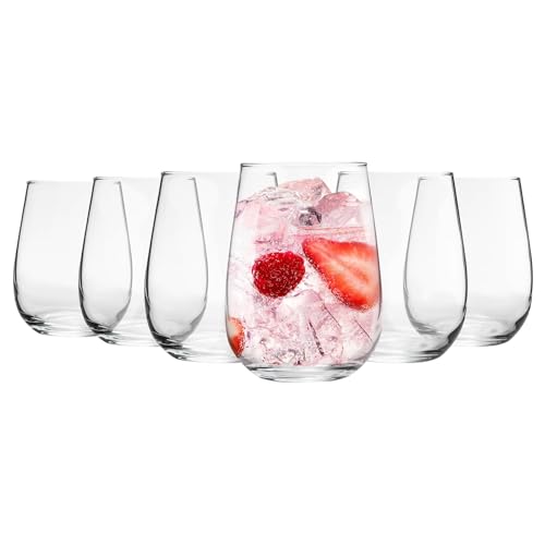 Argon Tableware 6x 590ml Stemless Gin and Tonic Glasses Set - 'Corto' Range - Modern Style Picnic & Party Glass Balloon Tumblers for G&T, Cocktails, Wine Argon Tableware 6x 590ml Stemless Gin and Tonic Glasses Set - 'Corto' Range - Modern Style Picnic & Party Glass Balloon Tumblers for G&T, Cocktails, Wine