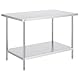 VEVOR Zubereitungstisch aus Edelstahl, Arbeitstisch aus Metall mit 3 einstellbaren Höhenstufen, gewerbliche Arbeitsstation für Küche, Garage, Restaurant, Hinterhof 762 x 1219 x 864 mm
