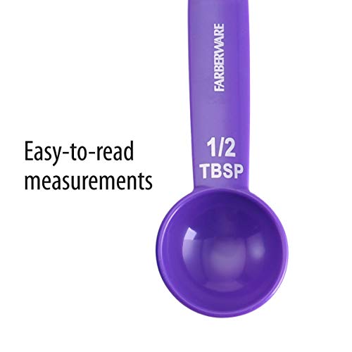 Farberware Set of 5 Measuring Spoons, Perfect for Measuring Both Wet and Dry Indgredients, Includes Detachable Ring for Optimal Storage and Organization, Dishwasher Safe, Assorted