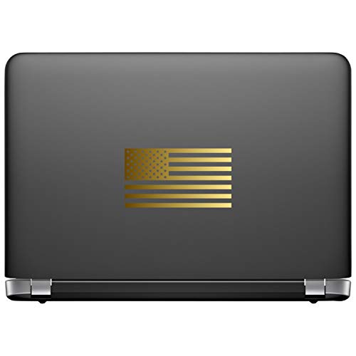 Image of American US Flag [Pick Color /Size] Vinyl Decal Sticker for Laptop /Car /Truck /Window /Bumper (5in x 2.8in, Metallic Gold)