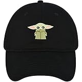 Concept One mens Star Wars Mandalorian Grogu Adjustable Cap, Dad Hat Baseball Cap, Black - Cartoon, One Size US