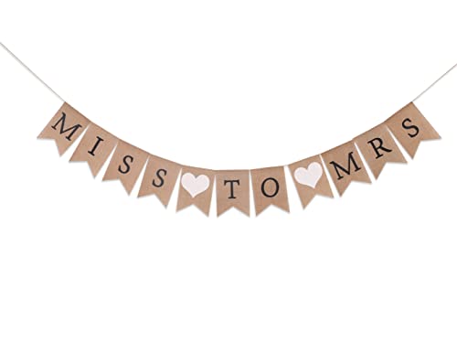 Miss to Mrs Burlap Banner - Bridal Shower Decorations, Miss to Mrs Decorations for Bridal Shower, Engagement Banner, Bachelorette Party Supplies (Miss to Mrs Banner)