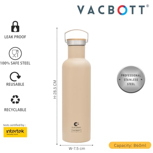 Image of CLAY CRAFT VACBOTT Melissa Classic Double Walled 18 Hours Hot and 24 Hours Cold Vacuum Insulated Flask 860 ml, 2 Pcs Bottles for Travelling|BPA-Free|Leak Proof|BIS Certified|1Year Limited Warranty
