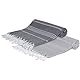 MEBY 2er Set XXL-Saunatücher (100x200 cm). Strandtuch, Badetuch, Türkisches Hamamtuch, Handtuch. 100% Baumwolle (Anthrazitgrau & Grau)