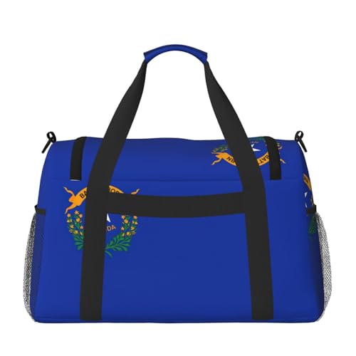 Nevada State Flag print Travel Duffle Bag Gym Bag for Women,Puffer Tote Bag,Weekender Overnight Bag Organizer2