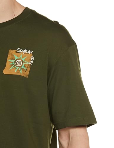 Image of Spykar Men's Oversized Round Neck Half Sleeve Solid Casual T-Shirt