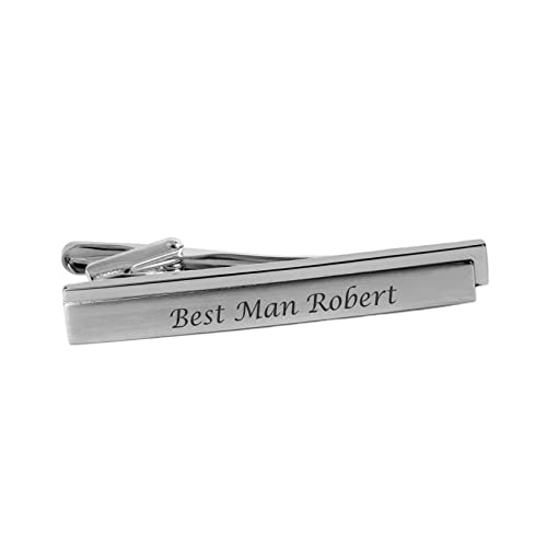personalized silver stainless steel two tone tie clip custom engraved free - ships from usa