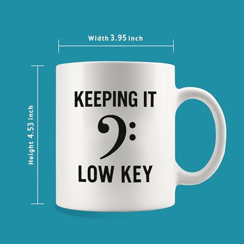 Panvola Bass Clef Keeping It Low Key Musicians Gifts Music Teacher Gifts Funny Musicians Mug Pianist Choir Director Novelty Drinkware Ceramic Mug 11 oz White