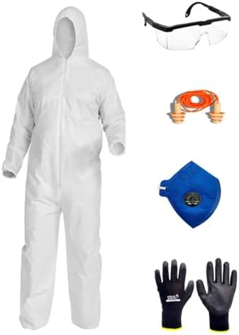 Kit de Proteção EPI Completo, Macacão, Óculos, Protetor Auricular...