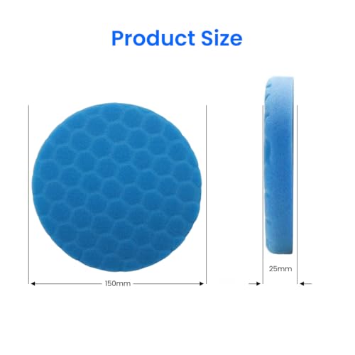 Image of STHIRA 5pcs 6 Inch Waffle Grid Buffing Pads for Backing Plates, Colorful Car Polish Sponge Durable Sponge Polish Pads for Car, Bike, Furniture, Detailing, Waxing, Finishing, DIY & Professional Use