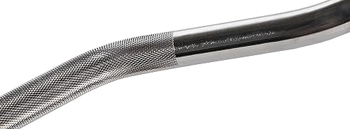 Image of Signature Fitness Fitvids Standard Threaded Curl Barbell Curl Bar with Collars - 48 inch - Style #Barbell Only, Chrome - Chrome