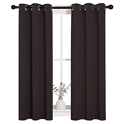 Image of NICETOWN Blackout Curtain Panels for Bedroom Window, Triple Weave Microfiber Energy Saving Thermal Insulated Solid Grommet Blackout Draperies and Drapes (1 Pair, 29 inch by 45 inch, Toffee Brown)