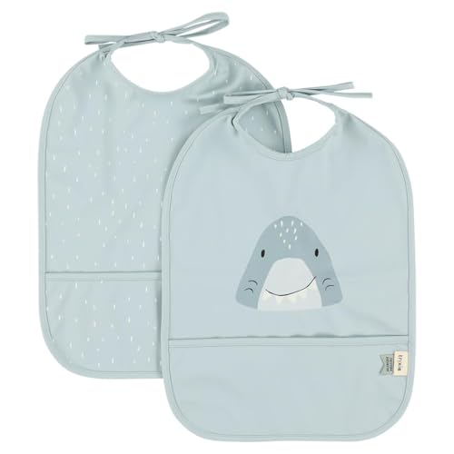 Bavoirs imperméables Trixie Mr. Shark multicolores pour bébé en lot de 2
