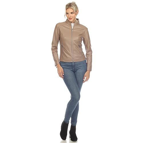 white mark Women's Classic Biker Faux Leather Jacket4