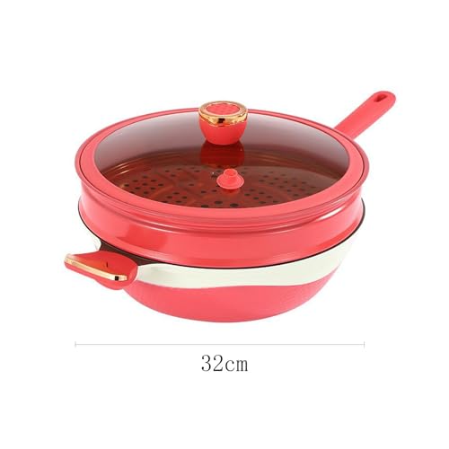 Wok antiadherente 32 cm aleación de titanio rojo miniatura 2