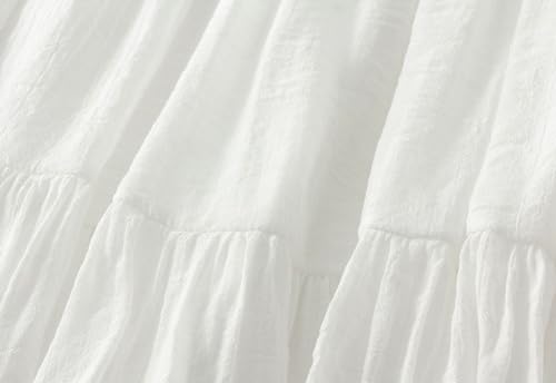 Womens Cotton Linen Skirt Drawstring A-Line Midi Skirts Elastic Waisted Pleated Skirt Trendy Beach Vacation Outfits3