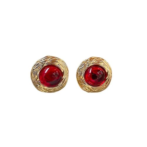 Boucles d'oreilles strass rouges style palais français au charme rétro unique