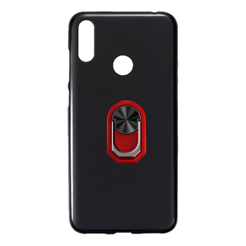 UOGNADGD Funda Flexible + Soporte para Dedo Compatible con Huawei Y7 2019 Funda Antigolpes para Teléfono con Soporte Magnético Estilo Mecanizado (Negro + Rojo)