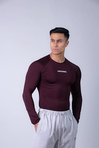 Image of COITONIC Men's Full Sleeve Compression T-Shirt - Athletic Base Layer for Gym, Sports & Fitness Training