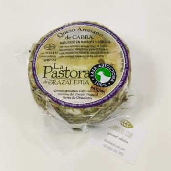 Queso de cabra madurado en manteca y romero. La pastora. elaborado con cabra payoya De la sierra de grazalema. Productos Andaluces.
