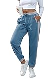 Aloodor Womens Pants, Athletic Lounge Sweatpants with Elastic Waist Blue XX-Large
