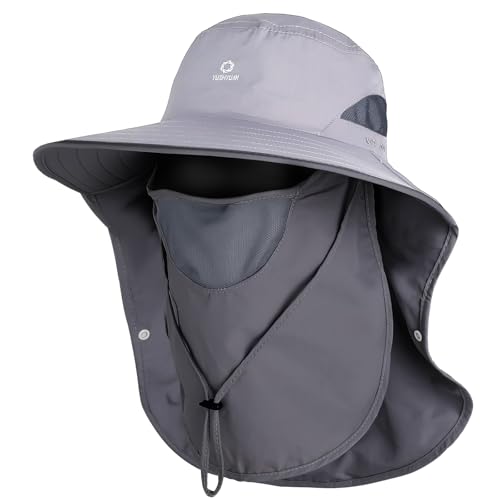 Image of UPF 50+ Sun Hats for Men Women, Wide Brim & Face Neck Flap Fishing Hat, UV Protection Summer Hat for Fishing Hiking Outdoor