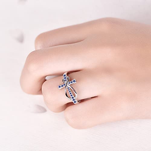 Jo Wisdom Women Ring, 925 Sterling Silver Infinity Cross Crucifix Ring With Aaa Cubic Zirconia December Birthstone Tanzanite Color Rings For Women Size 7 #TOP2