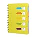 A5 Cuaderno de Espiral,Bloc de Notas con Papel Lineado Etiqueta de Colores,Notebook con 5 separadores para Escuela Oficina o Hogar 120 Hojas 14,5 x 21,5CM (Amarillo)
