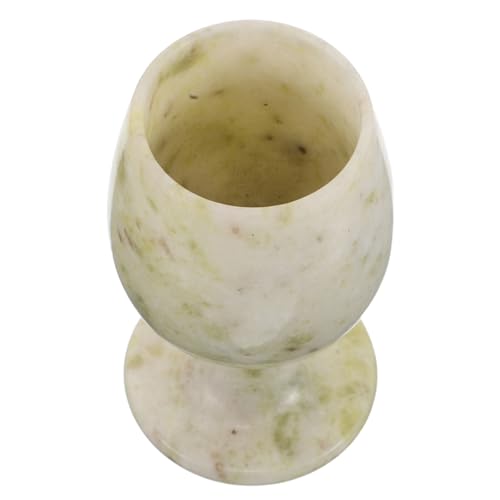 IMIKEYA Calice de Cérémonie en Jade Bleu Lantian 52x85 Mm, Gobelet Vintage en Pierre Naturelle, Coupe Médiévale Pied Haut, pour Dégustation Raffinée et Décor Intérieur, Verre à Liqueur Unique