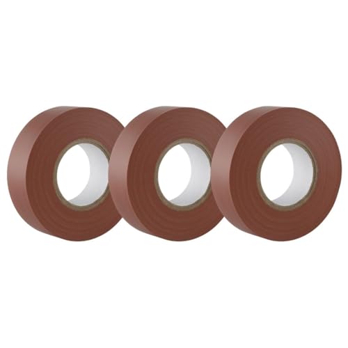 GTSE - Isolierband Braun - 19 mm x 20 m - strapazierfähiges, selbstklebendes Isolierband - zum Schutz, Bündeln und Reparieren von Kabeln - 3 Rollen