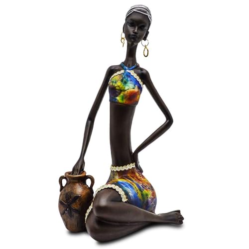 Estatua Africana Decorativa Multicolor 13 pulgadas